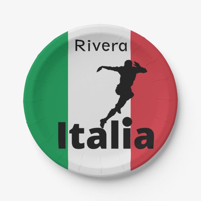 Soccer Player, Italy customizable Paper Plate (Front)