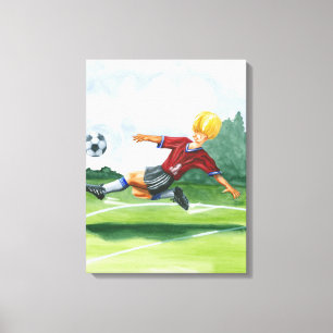 Soccer Player Kicking a Ball by Jay Throckmorton Canvas Print