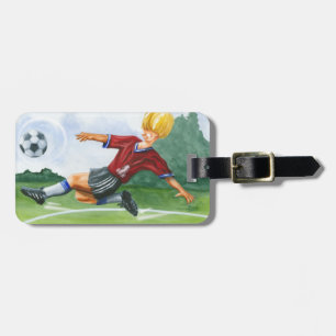 Soccer Player Kicking a Ball by Jay Throckmorton Luggage Tag