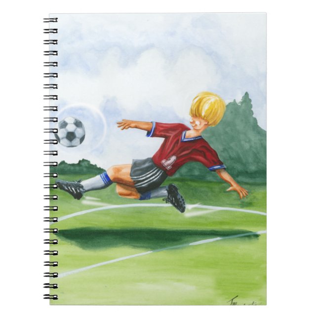 Soccer Player Kicking a Ball by Jay Throckmorton Notebook (Front)