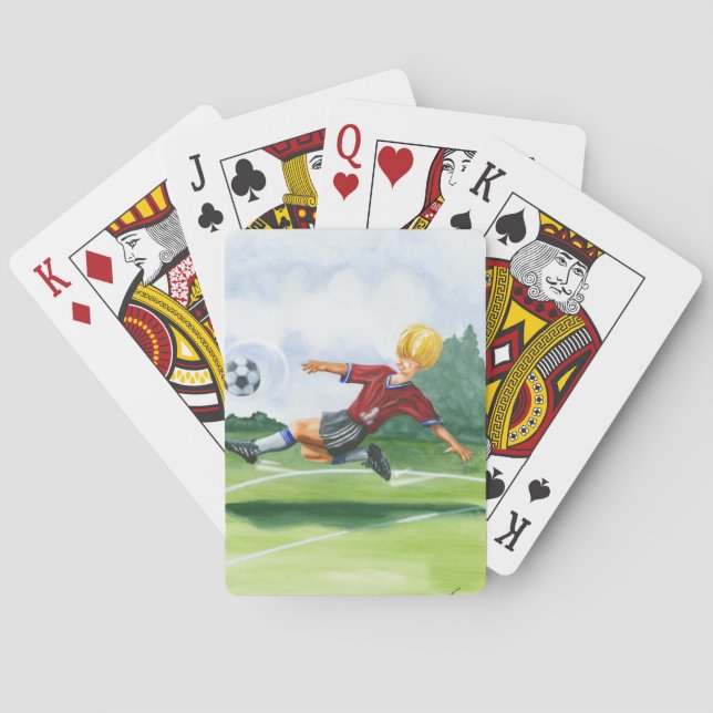 Soccer Player Kicking a Ball by Jay Throckmorton Playing Cards (Back)