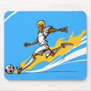 Soccer player kicking a soccer ball mouse pad