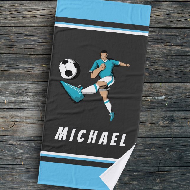 Soccer Player Kicking Ball Graphic Illustration    Bath Towel (Creator Uploaded)