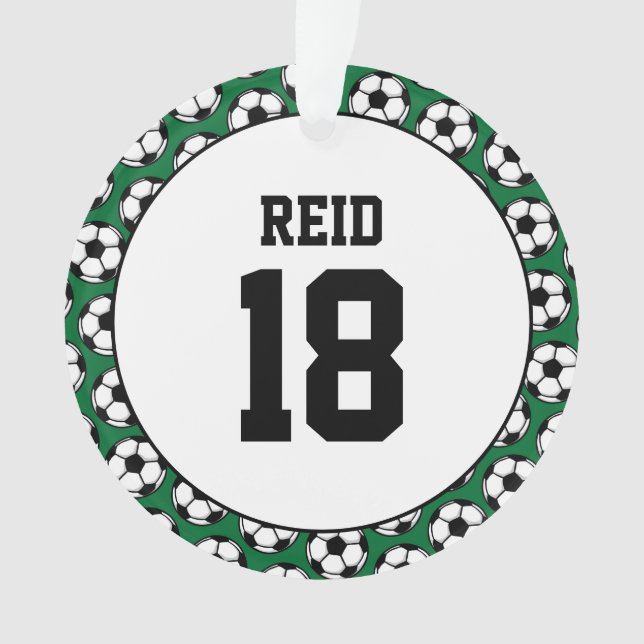 Soccer Player NAME Number Sports Goal Fun Ornament (Front)