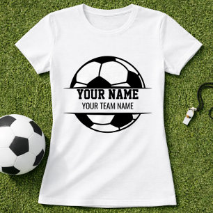 Soccer Player Name & Team Custom Illustration Ball T-Shirt