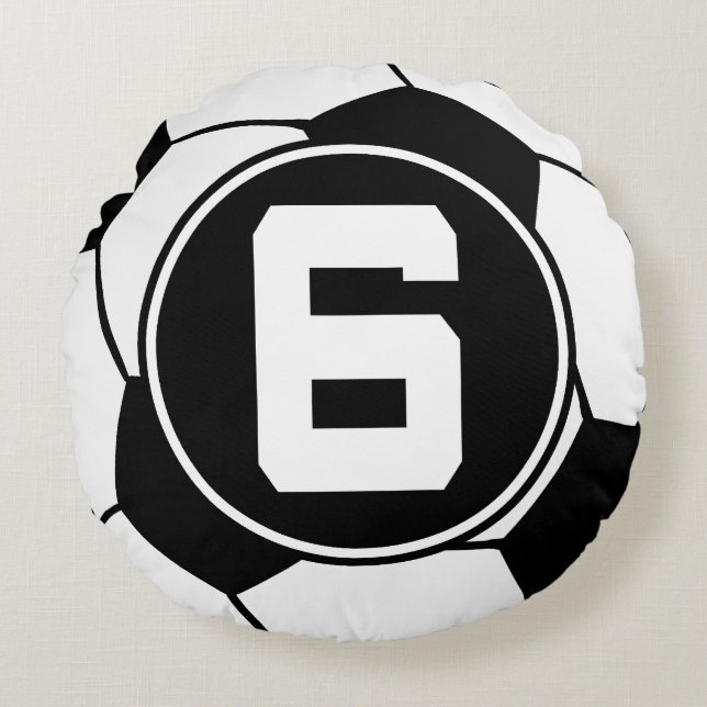 Soccer Player Number 6 Sports Ball Gift Round Pillow (Front)