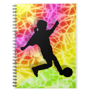 Soccer Player on Fluorescent Mosaic Notebook