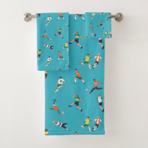 Soccer Player Pattern Bath Towel Set