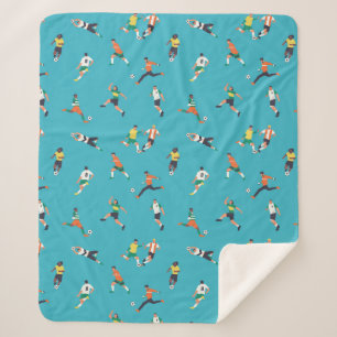 Soccer Player Pattern Sherpa Blanket