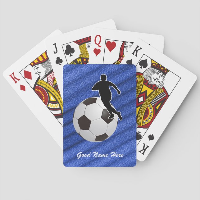 Soccer - Player Silhouette and Ball - personalize Playing Cards (Back)