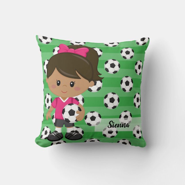 Soccer player throw pillow (Front)