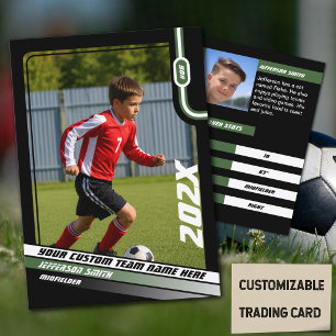Soccer Player Trading Card in Black Green