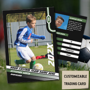 Soccer Player Trading Card in Black Green