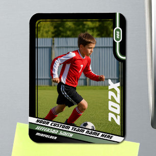 Soccer Player Trading Card in Black Green Magnet
