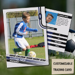 Soccer Player Trading Card Light Grey Blue<br><div class="desc">** IMPORTANT: Sample photos for demonstration only. The images are not included in the final product. Customer photos required. ** Introducing our Classic Soccer Trading Card – a sleek and stylish homage to the world's favourite sport, set against a backdrop of sophisticated light grey with striking blue and black stripes....</div>