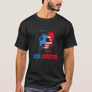 Soccer Player Usa Us American Flag Girls Boys Socc T-Shirt