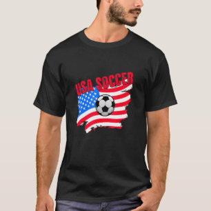 Soccer Player Usa Us American Flag Girls Boys Socc T-Shirt