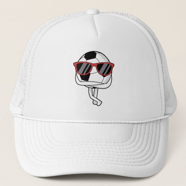 Soccer player with Sunglasses at Soccer Trucker Hat (Front)