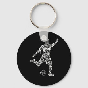 Soccer Player Word Art Goal Score Footll Fan Desig Keychain