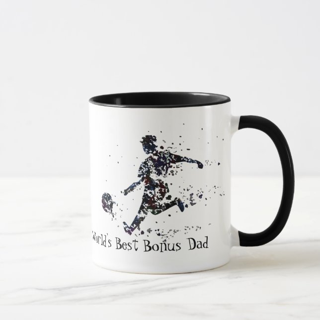 Soccer Player World's Best Bonus Dad Quote Mug (Right)