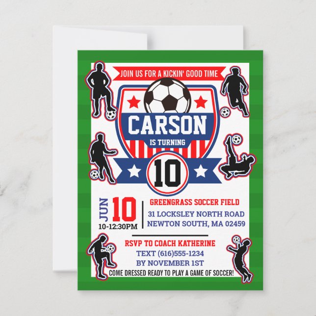 Soccer Players Boys Football Birthday Party Invitation (Front)