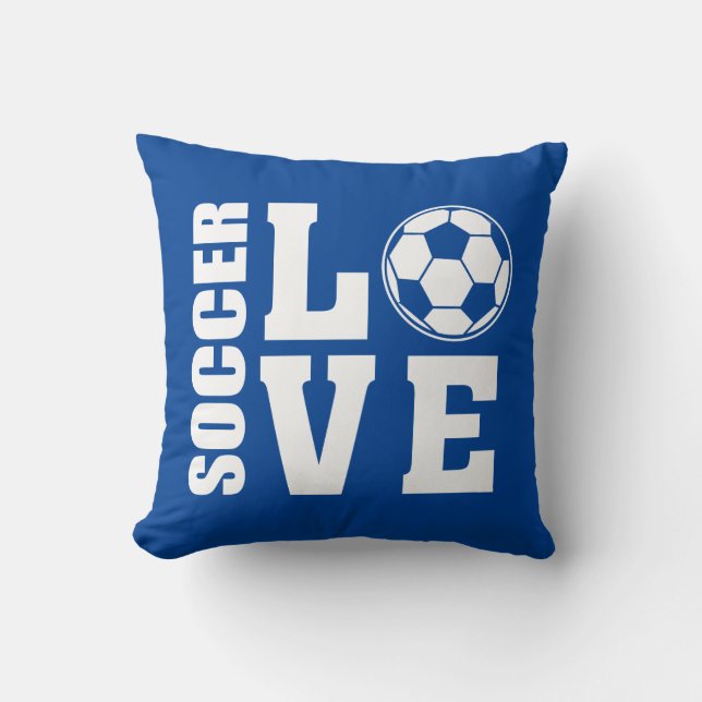Soccer Players, Love Soccer, Blue Throw Pillow (Front)