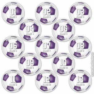 soccer players purple team colors set of 13