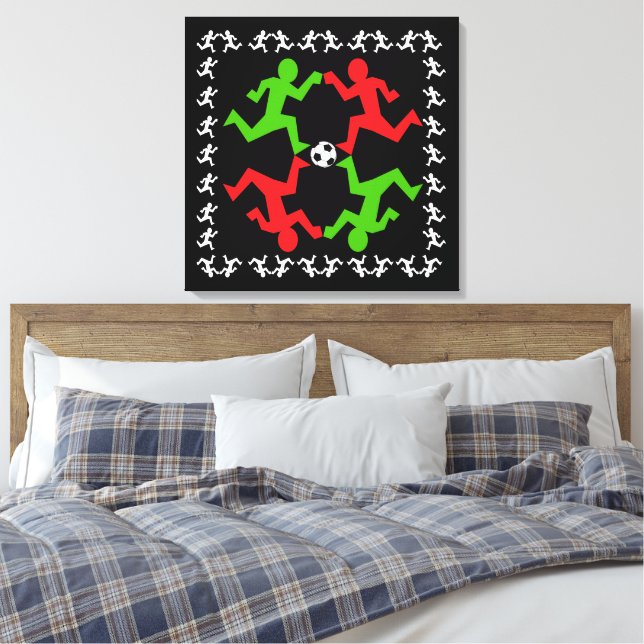 Soccer Players Running to the Ball Pattern Canvas Print (Insitu(Bedroom))