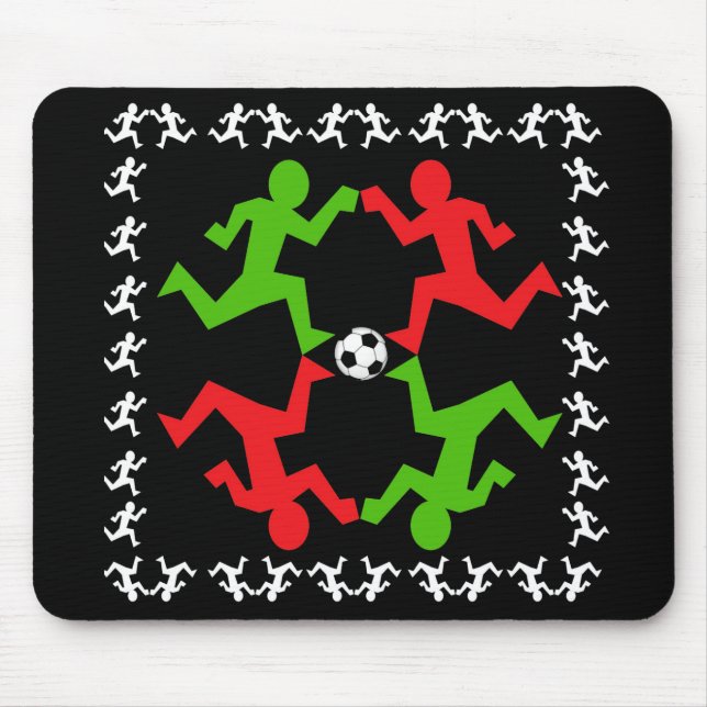 Soccer Players Running to the Ball Pattern Mouse Pad (Front)