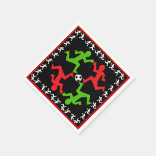 Soccer Players Running to the Ball Pattern Napkin
