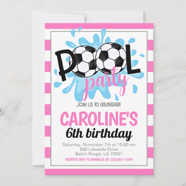 Soccer Pool Party Birthday Invitation (Front)
