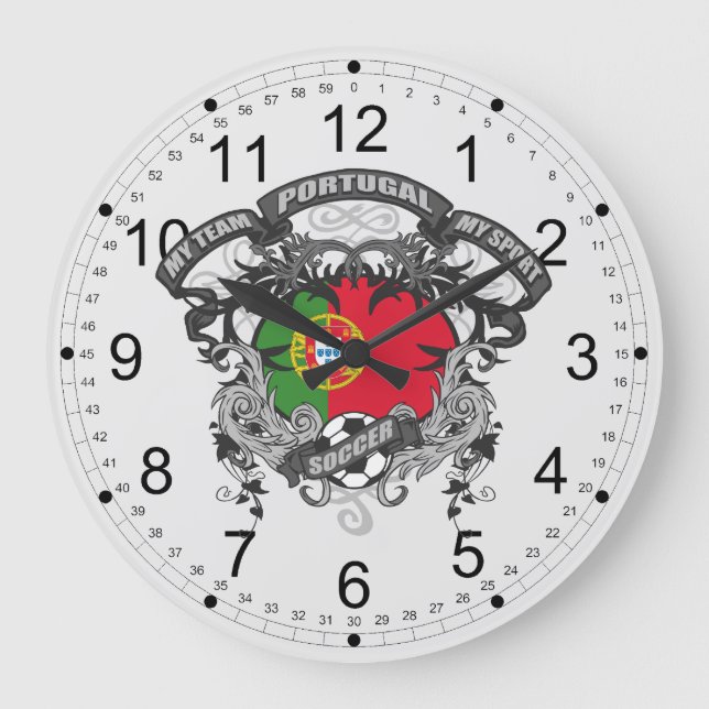 Soccer Portugal Large Clock (Front)