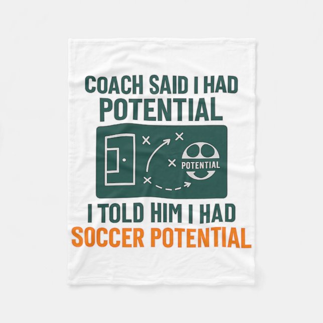 Soccer Potential Chalkboard Coach Quote Design  Fleece Blanket (Front)