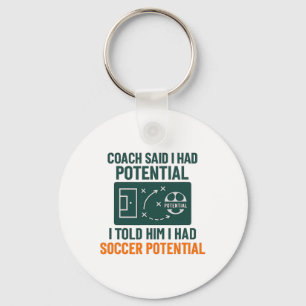Soccer Potential Chalkboard Coach Quote Design Keychain