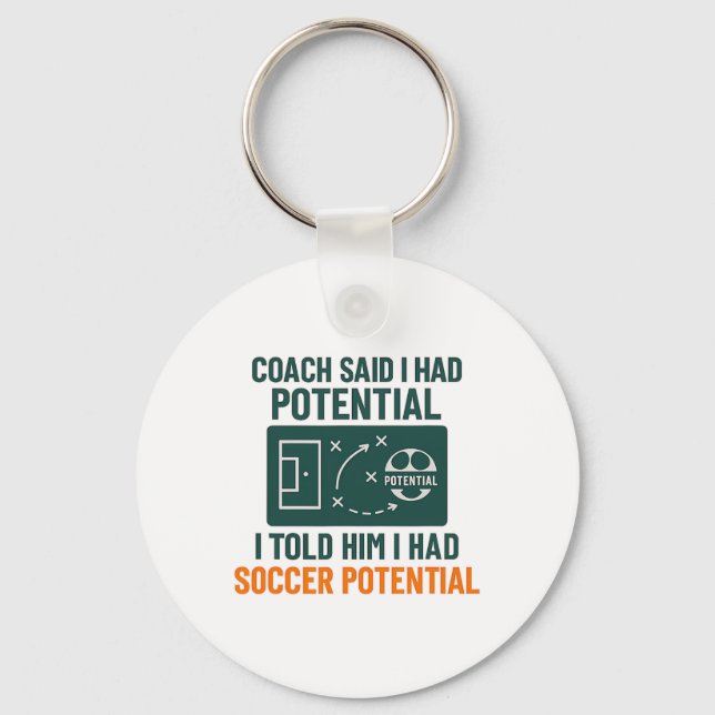Soccer Potential Chalkboard Coach Quote Design  Keychain (Front)