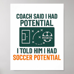 Soccer Potential Chalkboard Coach Quote Design  Poster