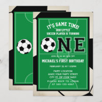 Soccer Première fête d'anniversaire Invitation