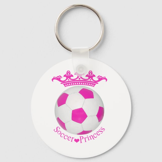 Soccer Princess, Pink Soccer ball Keychain (Front)