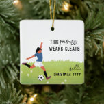 Soccer Princess Soccer Girl Christmas Ceramic Ornament<br><div class="desc">This princess wears cleats. Personalize this girls soccer ornament for the cleat-wearing princess in your life. Add her name and Christmas year. A wonderful gift for a daughter,  granddaughter,  or niece of any age.</div>