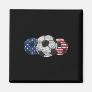 Soccer Red White Blue American Flag 4th Of July Magnet