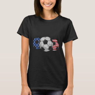 Soccer Red White Blue American Flag 4th Of July T-Shirt