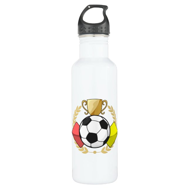 Soccer red & yellow card Trophy 710 Ml Water Bottle (Front)