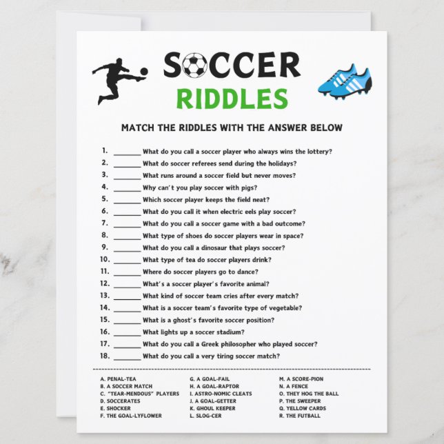 Soccer Riddles Game (Front)