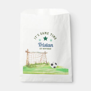 Soccer Rookie “It’s Game Time” First Birthday Favour Bag