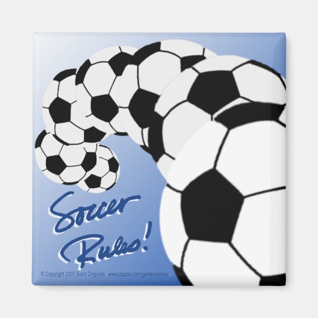SOCCER RULES Sq Magnet/Blue Magnet (Front)