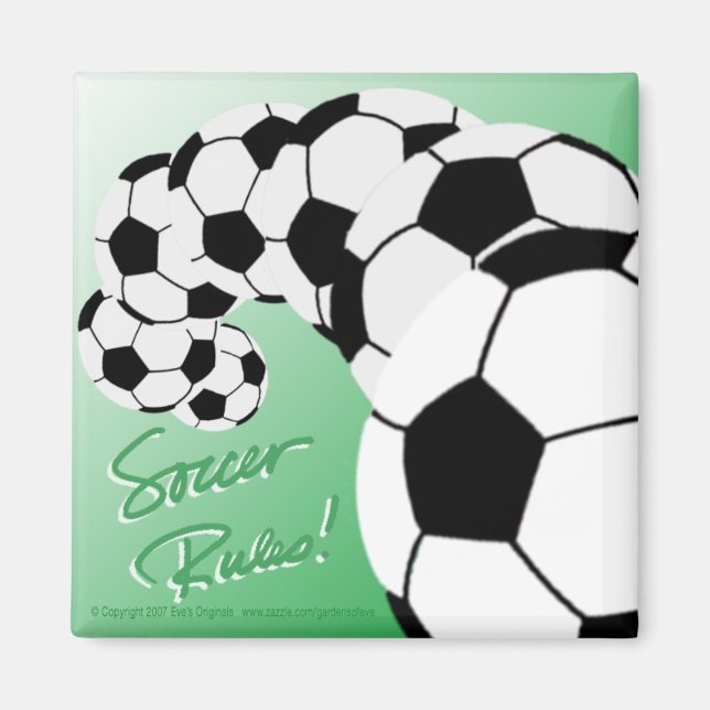 SOCCER RULES Sq Magnet/green Magnet (Front)