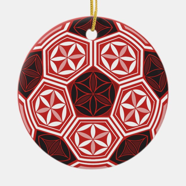soccer sacred geometry ceramic ornament (Front)