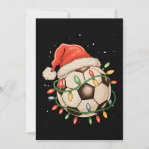 Soccer Santa Hat Christmas Xmas Sports Holiday Card