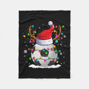 Soccer Santa Hat Reindeer Christmas Lights Fun Xma Fleece Blanket
