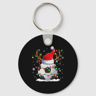 Soccer Santa Hat Reindeer Christmas Lights Fun Xma Keychain